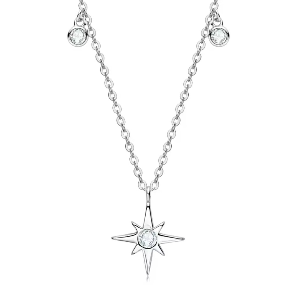 NWOT 1CT Moissanite star necklace, sterling silver, white gold plated 16”- 18” - Picture 1 of 13